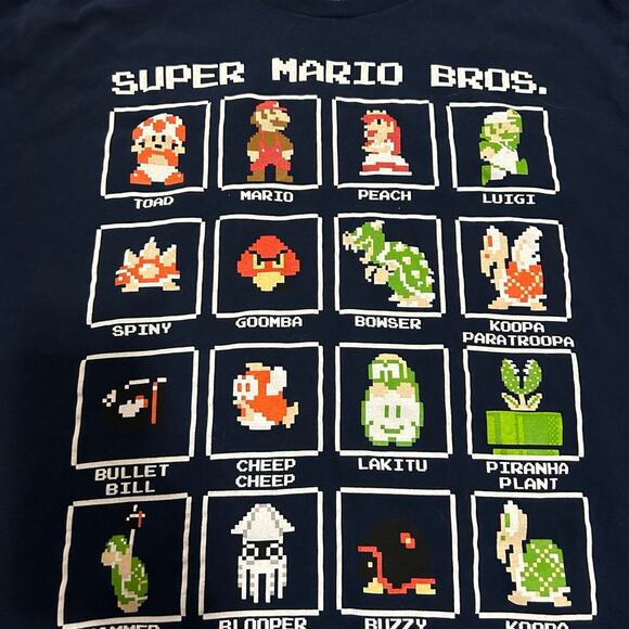 Super Mario Bros. Men's 16 Character Pixel Grid Boxes Graphic T-Shirt Size Large - Picture 2 of 4